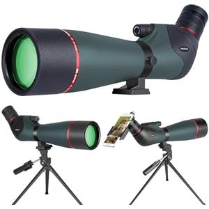 Joydate BAK4 - Cannocchiale impermeabile per osservazione degli uccelli, 20-60 x 80 cm, per osservazione della fauna selvatica, escursionismo, campeggio, telescopio HD con treppiede per smartphone e