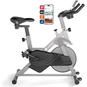 DeerRun Cyclette da Casa con Resistenza Magnetica, Bicicletta per Bici Fitness Indoor con Tracciamento APP, Ciclette per Casa cardio, Spin Bike Professionale Max 136KG