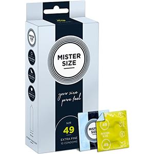 MISTER SIZE - Pure Feel Profilattici Lubrificanti (Extra Sottili, Extra Lubrificati) / Taglia Individuale 49 mm a un Pacco da 10 - Preservativi Sottili 100% Lattice Naturale