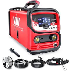 VECTOR WELDING MIG160 Saldatrice a Filo Continuo Senza Gas 160A Sinergia Elettrodo Saldatrice 2 In 1 MIG/ARC, IGBT Inverter Saldatore con Filo Animato 1,0 mm e Smart Digital LED Dispaly - VECTOR WELDING