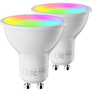 Fitop Lampadine Alexa Inteligente LED GU10 [2022Edition], Dimmerabile Lampadina Smart 4.7W=50W, RGB & 2200K-6500K Bianco Freddo Caldo, Compatibile con Alexa/Google Home/Siri, Controllo APP, 2 pezzi