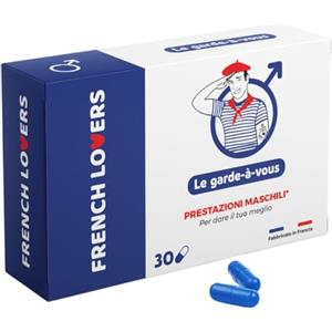 French Lovers Garde-à-vous - Potente stimolante per uomini attivi - Effetto maturo e rassodante - Formula altamente dosata - Ginseng, Maca, Zenzero, Guaranà, Fieno Greco - 30 capsule