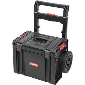 Qbrick System Cassetta Attrezzi Vuota Mobile Su Ruote Cassetta Porta Utensili Valigetta Lavoro PRO Cart 2.0 Plus 490 x 415 x 660 mm Nero Rosso