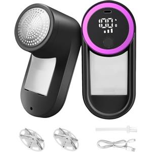 Weinsamkeit Levapelucchi Elettrico,Leva Pelucchi Ricaricabile con 3 Velocità Regolabili e Display LED Rimuovi Pelucchi di Spazzola a 6 Lame Togli Pelucchi Elettrico per Tessuti Maglioni Divani Tappeti