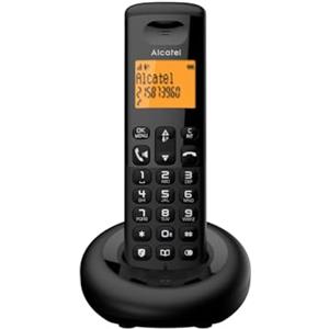 ALCATEL E260 - Telefono fisso cordless DECT - Design compatto - Grande display retroilluminato - Vivavoce - Funzione blocco chiamate indesiderate - Nero