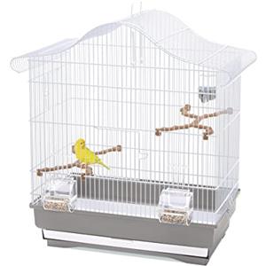IMAC GABBIA SERENA PLUS - Gabbia per Canarini e Piccoli Uccelli, 50x30x50 cm, Bianco/Tortora