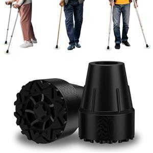 supregear Puntali in Gomma, 2 Pezzi 19 mm Gommini per Stampelle e Bastoni, Gomma Antiscivolo Base Larga con Inserto in Metallo, Presa Estrema