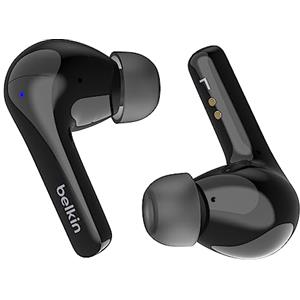 Belkin SoundForm™ Motion Auricolari true wireless con cancellazione del rumore, custodia di ricarica wireless, 2 microfoni per auricolare; cuffie Bluetooth di grado IPX5 per iPhone e Samsung - Nero