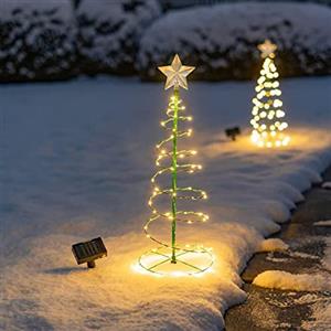 Oneshlee Albero Di Natale Con Luci Incorporate Da Esterno, Luci Natale Da Esterno Giardino Solari, Addobbi Natalizi Led Energia Solare, Decorazioni Natalizie La Casa Particolari Moderne Realistico (Calde)