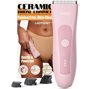 MANSPOT Depilatore Corpo Donna, Rasoio Elettrico Donna con 3 Protezioni e Testine in Ceramica Sostituibili, Epilatore Elettrico Impermeabile, Rasoio Intimo (Rosa)