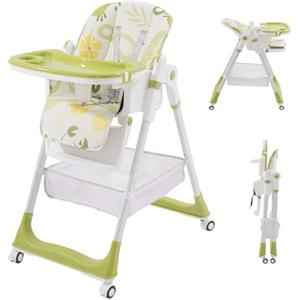 HOMCENT Seggiolino per Bambini con Cintura, Seggiolone pappa con poggiapiedi, ruote, altezza e schienale regolabili, seggiolone versatile per bambini dalla nascita