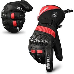 SNOW DEER Guanti da moto riscaldati per uomo e donna, con cavo per moto e batteria da 3000 mAh, impermeabili, 3 livelli di calore, ricaricabili, invernali, compatibili con touchscreen