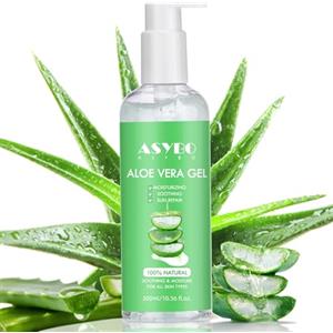 ASYBO 300 ML Aloe Vera Gel, crema idratante all'aloe vera pura naturale al 100% per il viso, cura doposole, riduce l'acne, ripara le cicatrici