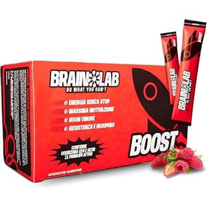 BRAINLAB Integratore Nootropico potente per contrastare stress e stanchezza - Integratore energia forte 20 bustine Gel - con coenzima Q10, ginseng, caffeina, guarana, vitamina c, pappa reale, vitamine b