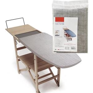 TUOLON Copriasse da Stiro 64 x 115 cm Telo Universale per Ferri a Vapore Pratico e Morbido Copri ASSE da Stiro Telo Copertina - Grigio Made in Italy