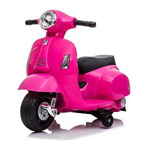 Tecnobike Shop Moto Scooter Elettrico Per Bambini Mini Vespa Piaggio GTS 6V Luci Suoni (Rosa)