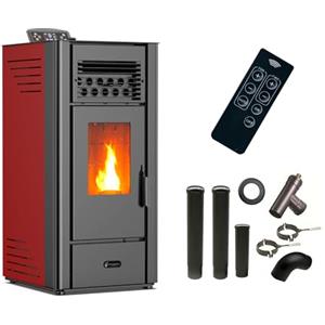 Sannover Thermique Stufa a pellet aria Anita 10 kW Bordeaux Sannover + kit di collegamento per fumetti