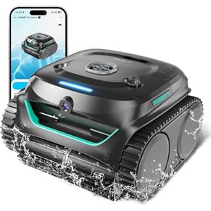 WYBOT C2 Vision AI Telecamera Robot Piscina Cordless con Batteria, Robot Piscina pareti e Fondo, filtrazione a Due Strati, Motore brushless, aspirazione Potente, per Piscine interrate Fino a 180㎡