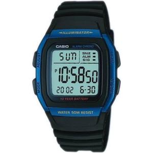 Casio, orologio digitale w-96h-2avdf con illumminatore, per uomini, cinghia di plastica e quadrante blu