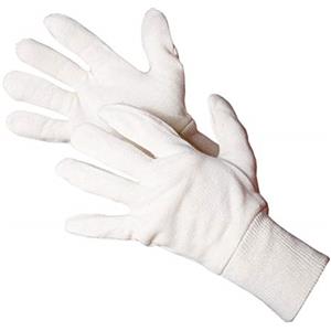 Jah 831 - Guanti in cotone, 12 paia di oekotex, in jersey, con fascia leggera, colore naturale, taglia 8