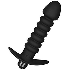 EIS, Vibratore anale con struttura scanalata, 13,5 cm, vibrazione intensa, in silicone delicato sulla pelle