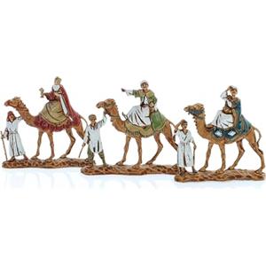 Moranduzzo Tris Re Magi su Cammello Adatto a Presepe da 3,5 cm Scala 1:50 - MICRO 3,5 - Statuina Indistruttibile, Stile '700, Rifinita a Mano, Scultore M. Landi, Made in Italy