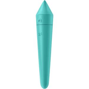 Satisfyer, mini vibratore Bluetooth, Ultra Power Bullet 8 Connect App', 14 cm, con app, impermeabile, ricaricabile, silicone medicale, colore:turchese