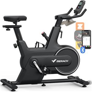 MERACH Cyclette MERACH per casa, bici da ciclismo indoor con resistenza magnetica, cyclette Bluetooth con monitoraggio dati APP, capacità di peso 130 kg e supporto per iPad