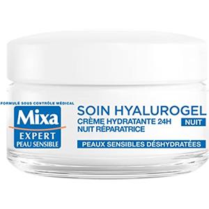 Mixa Expert Pelle Sensibile - Hyalurogel notte - Crema maschera idratante - sonno riparatore - 50 ml -1 pezzo