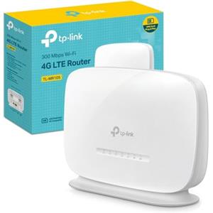 TP-Link TL-MR105 Cat4 Router 4G LTE Wireless N300Mbps, Router WiFi con Sim, Porta LAN/WAN, Modem 4G Sim, Senza Configurazione, Antenne Interne, Porte Antenna Esterna, Collega Fino a 32 Dispositivi