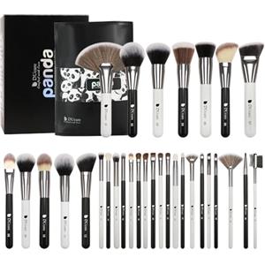 DUcare Set Pennelli Make up Professionali da 31 Pezzi con Borsa Kit di Pennelli per Occhi Sintetici di Alta Qualità (Nero Bianco)