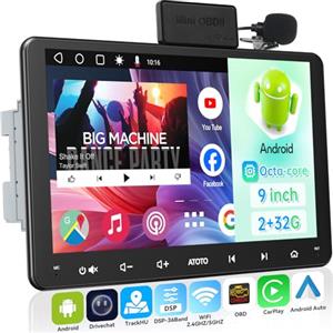 ATOTOEXCEL Autoradio 2 Din Android con Schermo - ATOTOEXCEL 8Core 9 pollici Screen TouchScreen Auto Bluetooth, Android Auto Wireless & Carplay, Controllo Vocale, Navi GPS, A6C7PF (9