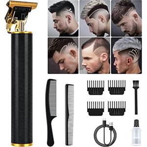 LOPHE Tagliacapelli Uomo Professionale, Cordless Hair Trimmer T-Blade Tagliacapelli Uomo Kit con 4 Pettini e 3 Pettini Guida, Tagliacapelli da Uomo USB Ricaricabile per Uso Domestico, Barbiere, #Nero