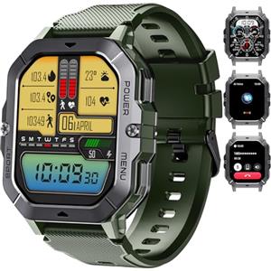 OUKITEL BT101 Smartwatch Uomo - Smartwatch Militare Uomo Fitness con Chiamate Bluetooth, 2,02 Pollici Orologio Smart Watch Impermeabile, 410mAh/Sonno/100+ Modalità Sport per Android iOS