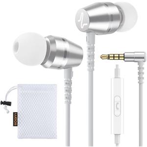 LUDOS OMNITONE Auricolari In-Ear Cuffie, Cuffiette con Filo e Microfono, 5 Anni di Garanzia, Cuffie Isolamento Acustico, Cuffiette Cellulare, Jack 3,5 mm per iPhone, Apple, Samsung, Huawei - Bianco