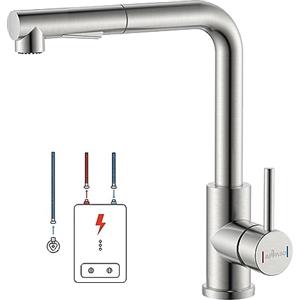 APPASO Rubinetto da cucina a bassa pressione, rubinetto da cucina allungabile, 3 connettori, rubinetto da cucina con due tipi di getto d'acqua, miscelatore da cucina per caldaia