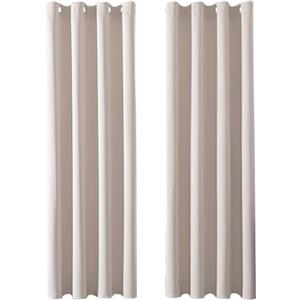 MRTREES Tenda Beige Coprente Tende Termiche Isolanti per Interni Tende Fonoassorbenti con Anelli Tende Oscuranti per Soggiorno Camera da Letto Salotto 2 Pezzi 140x220 CM