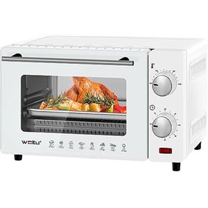 WOLTU Fornetto Elettrico 10L 650W, Forno per Pizza con Teglia, Griglia e Pinza, Temperatura tra 100-230℃, Timer 0-60 min, 650W, Bianco