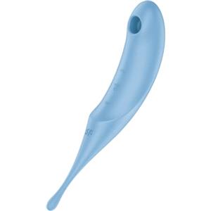 Satisfyer 'Twirling Pro' Satisfyer, 20 cm, vibratore a onde di pressione e vibratore ad appoggio, utilizzabile da entrambi i lati, onde di pressione e vibrazione circolare, colore:blu