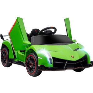 HOMCOM Macchina Elettrica per Bambini 12V Lamborghini Veneno, Auto per Bambini con Telecomando, Batteria Rimovibile e Portiere a Farfalla, per 3-6 Anni, Verde