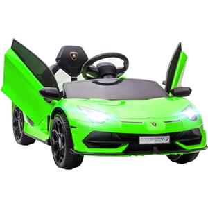 HOMCOM Auto Elettrica per Bambini a 12V 2 Motori con Licenza Lamborghini, Macchina Elettrica per Bambini con Sospensioni, Telecomando 2.4G, Fari, Clacson e Musica, 3-5km/h, Verde