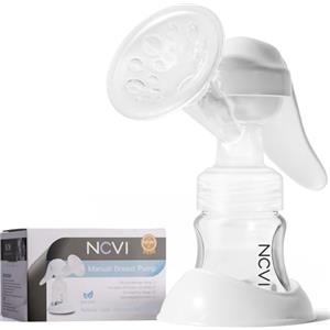 NCVI Manual Breast Pump with Milk Bottle,Portable Breastfeeding Pumps 5oz, BPA Free Soft Food Grade Silicone Powerful Suction