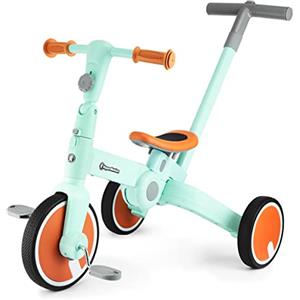 HyperMotion Triciclo 5 in 1 per Bambini 18 Mesi - 4 Anni | Bicicletta Senza Pedali Pieghevole con Maniglione | Triciclo per Ragazzi e Ragazze in Colore Menta