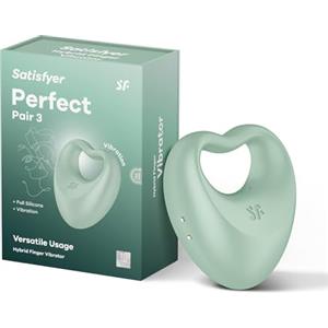 Satisfyer 2 in 1, vibratore da dito e anello fallico 'Perfect Pair 3', 6,5 cm, silicone sicuro per il corpo, ricaricabile