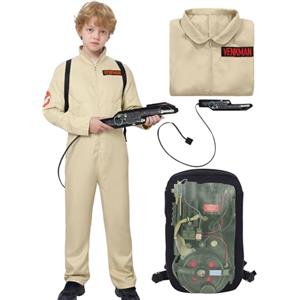 HarnyLoom Cacciatore di Fantasmi Costume Halloween Cosplay Zaino Gonfiabile Protonico Tuta Uomo Jumpsuit Ghost Catcher Film Vestirsi Vestito Halloween Bambino Disponibile (110)