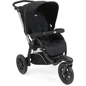 Chicco Passeggino Activ3 Con 3 Ruote, Funzionale e Facile da Guidare Su Tutti i Terreni, Seduta Ampia, Schienale Reclinabile, Chiusura Pratica e Veloce, Ammortizzatori Regolabili, 0 Mesi+, Ebony