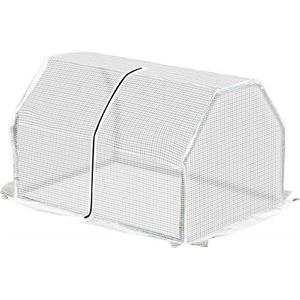 Outsunny Mini Serra da Giardino e Balcone in Plastica PE e Acciaio con Chiusura a Zip, 99x71x60 cm, Bianco Trasparente