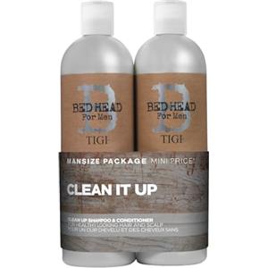 TIGI Bed Head for Men by TIGI | Shampoo e balsamo Clean Up per uomo | Cura quotidiana dei capelli e del cuoio capelluto con effetto idratante e lenitivo | Ideale per capelli normali | 2x750ml