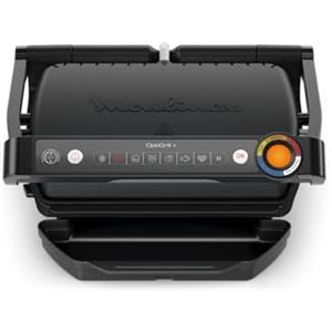 Moulinex OptiGrill+, Griglia Elettrica da Interno Ideale per Cucinare Carne, Pesce e Verdure, Indicatore di Cottura e 6 Programmi Automatici, Piastre Antiaderenti, Facile da Pulire, GI7178