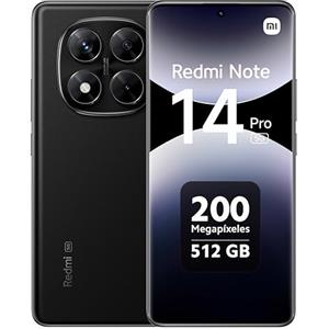 XIAOMI Redmi Note 14 Pro 5G - Smartphone de 12+512GB, Pantalla de 6.67 AMOLED FHD+ 120Hz, MediaTek Dimensity 7300-Ultra, cámara de 200MP, TurboCharge 45W, Cargador no Incluido, Negro (Versión ES)